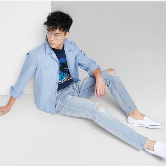 Men's Slim Fit Tapered Jeans - Original Use Light Wash 30x30 - Picture 3 of 5